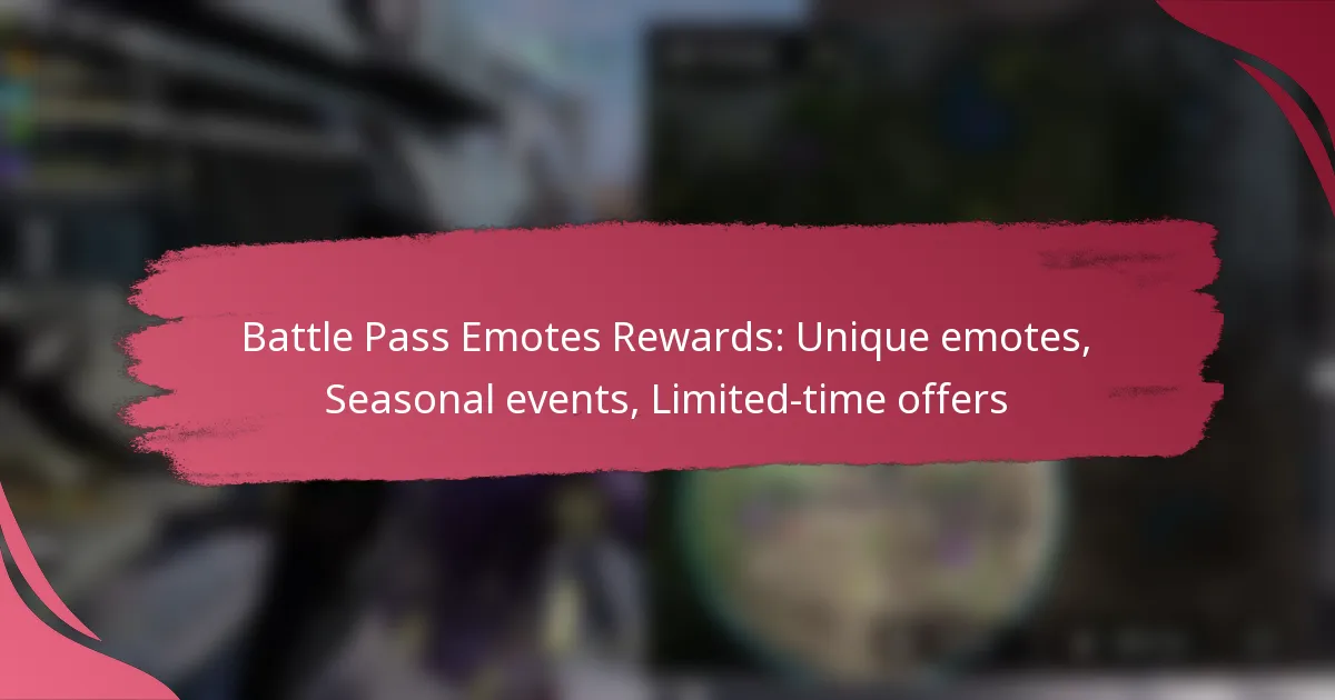 Battle Pass Emotes Rewards: Unique emotes, Seasonal events, Limited-time offers