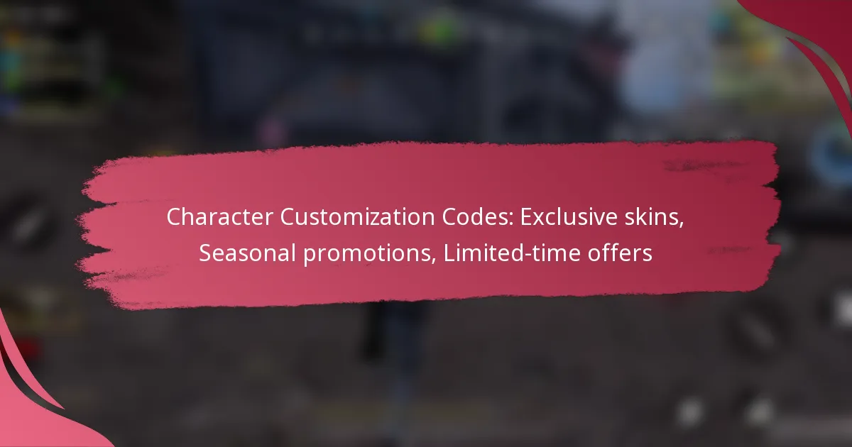 Character Customization Codes: Exclusive skins, Seasonal promotions, Limited-time offers