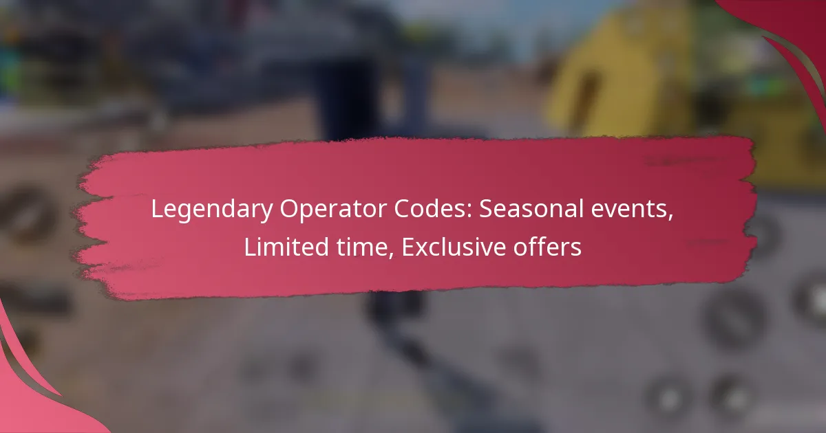 Legendary Operator Codes: Seasonal events, Limited time, Exclusive offers