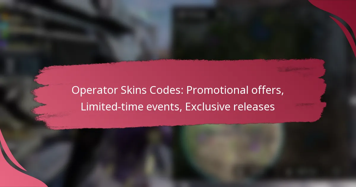Operator Skins Codes: Promotional offers, Limited-time events, Exclusive releases