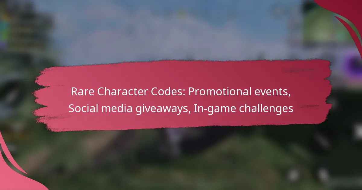 Rare Character Codes: Promotional events, Social media giveaways, In-game challenges