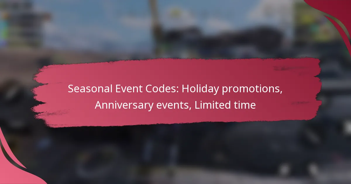 Seasonal Event Codes: Holiday promotions, Anniversary events, Limited time