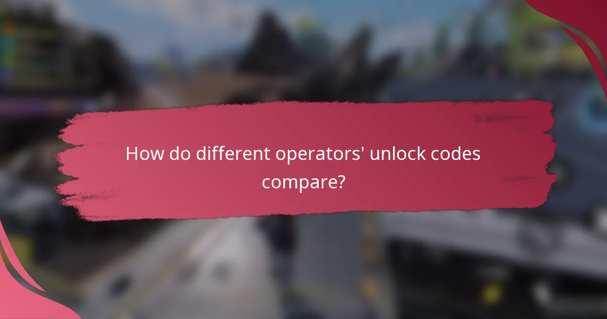 How do different operators' unlock codes compare?