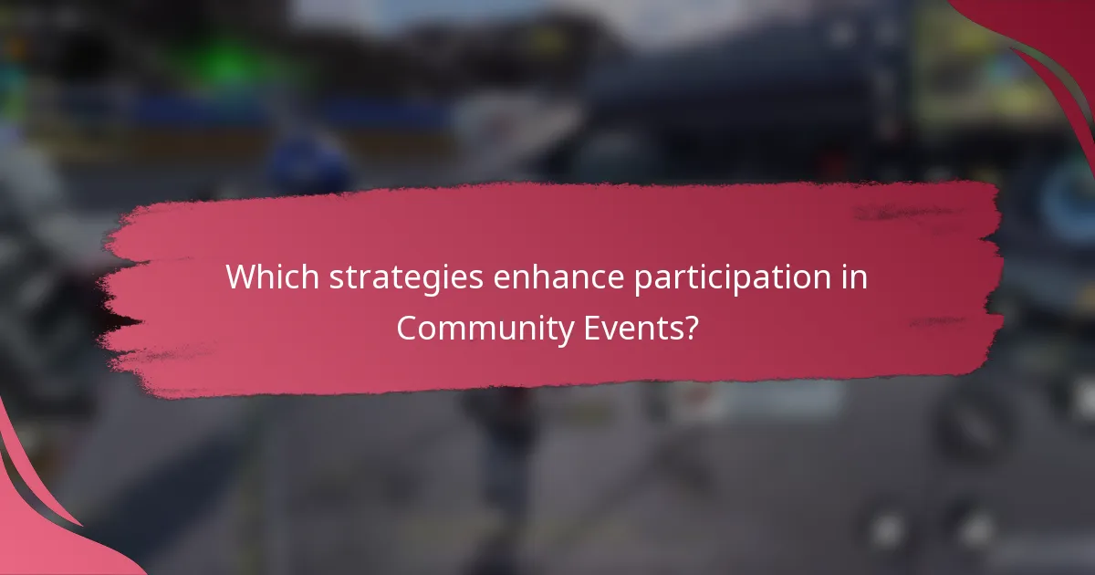 Which strategies enhance participation in Community Events?